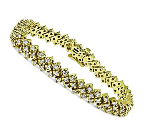 Round Cut Diamond 14k Yellow Gold Bracelet