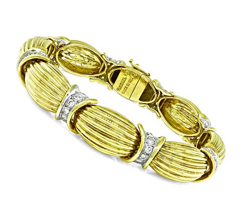 Round Cut Diamond 18k Yellow Gold Bracelet