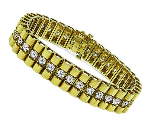 Round Cut Diamond 14k Yellow Gold Bracelet