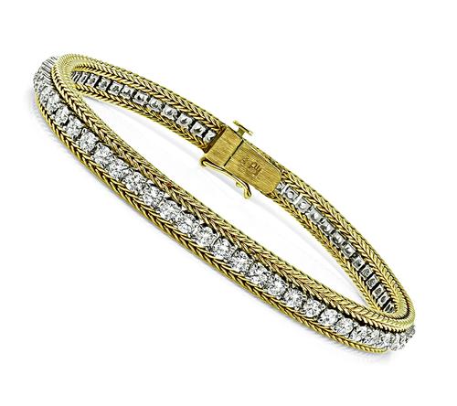 Round Cut Diamond 14k Yellow and White Gold Bracelet