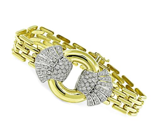 Round Cut Diamond 18k Yellow and White Gold Bracelet