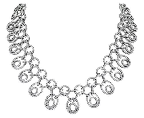 Round Cut Diamond 18k White Gold Choker Necklace