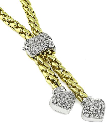 Round Cut Diamond 14k Yellow and White Gold Necklace