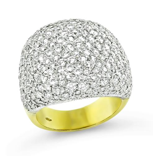 Round Cut Diamond 18k Yellow and White Gold Ring