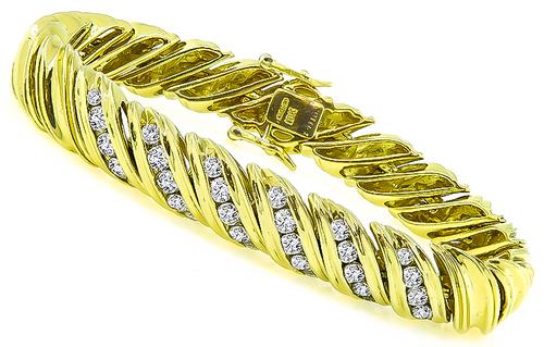 Estate Round Cut Diamond 18k Yellow Gold Bracelet by Jose Hess