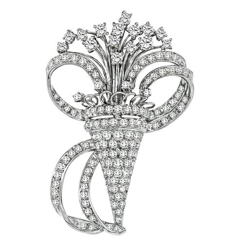 Round Cut Diamond Platinum Pin