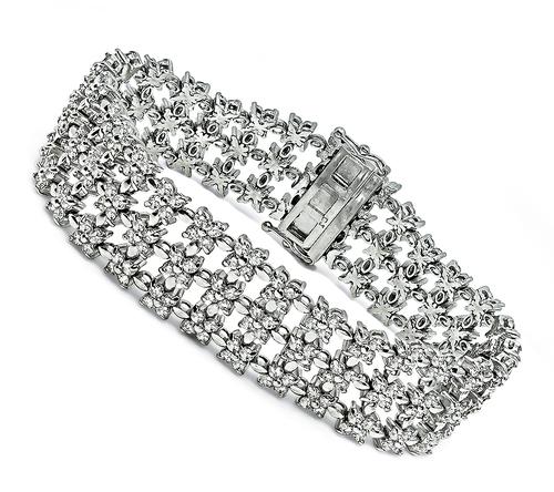 Round Cut Diamond 18k White Gold Bracelet