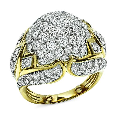 Round Cut Diamond 18k Yellow and White Gold Ring