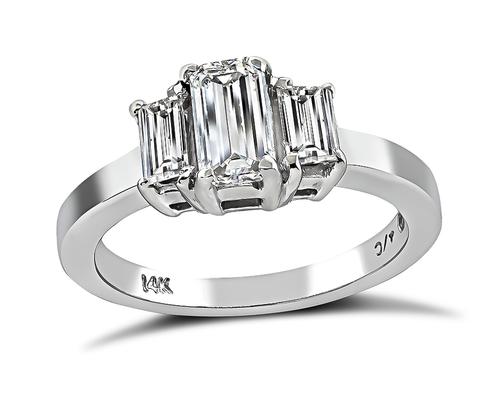 Emerald Cut Diamond 14k White Gold Engagement Ring