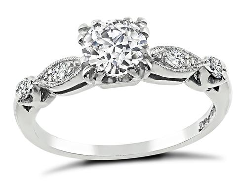 1950s Old European Cut Diamond Platinum Engagement Ring