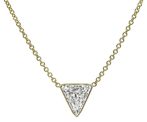 Trilliant Cut Diamond 14k Yellow Gold Pendant Necklace