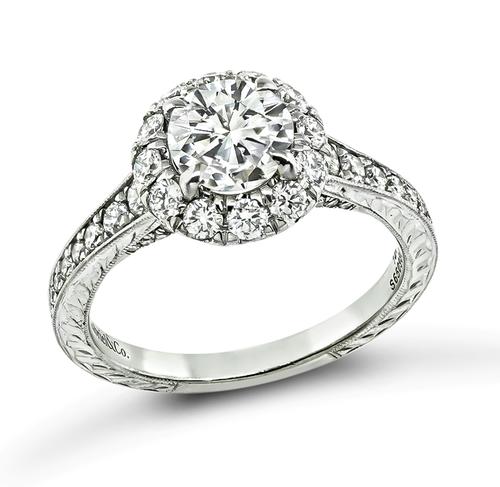 Round Cut Diamond 14k White Gold Engagement Ring by Gabriel & Co