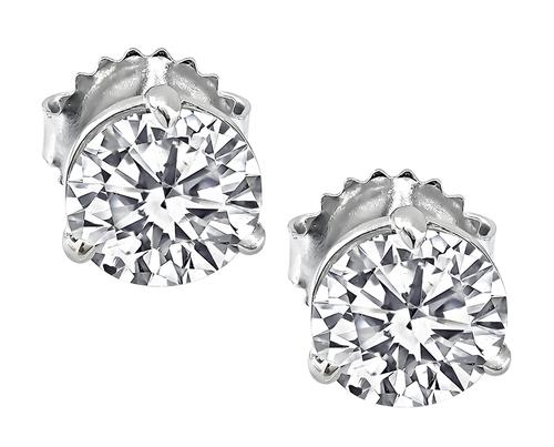 White Gold and Diamond Stud Earrings with Vintage Style Halo Setting   Christopher Duquet Fine Jewelry