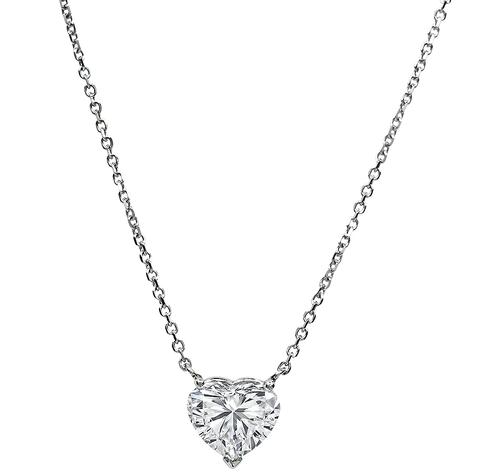 Heart Shape Diamond 14k White Gold Pendant Necklace