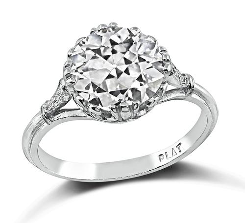 Old Mine Cut Diamond Platinum Engagement Ring