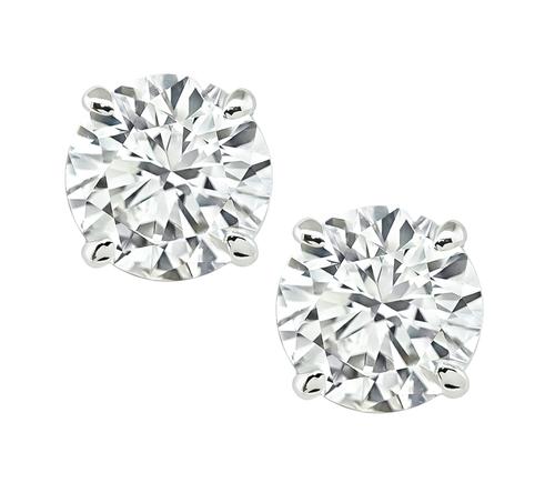 Round Cut Diamond 14k White Gold Studs Earrings