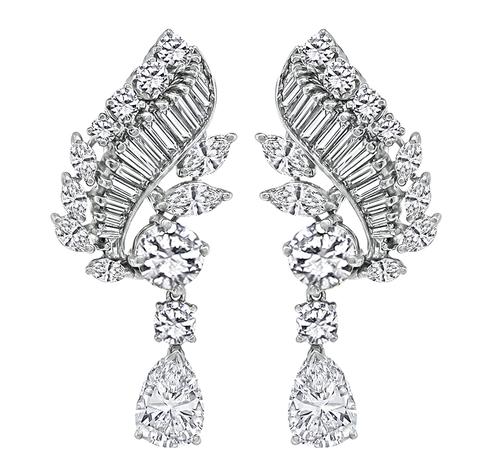 6.58cttw Pear Marquise Baguette and Round Cut Diamond Platinum Night and Day Earrings