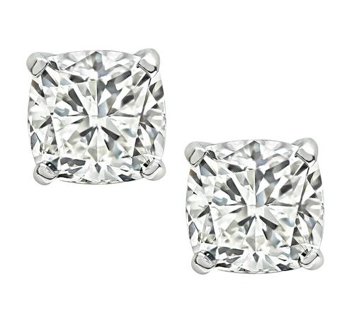 Cushion Cut Diamond 14k White Gold Stud Earrings
