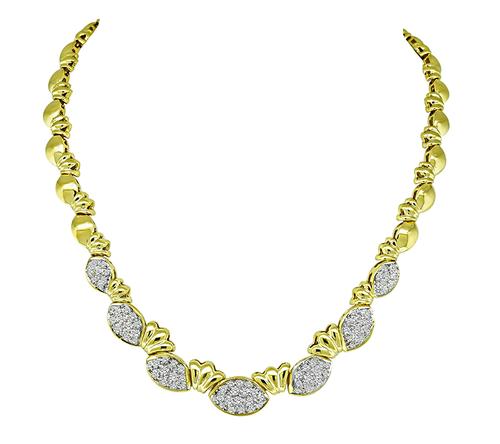 Round Cut Diamond 18k Yellow and White Gold Necklace