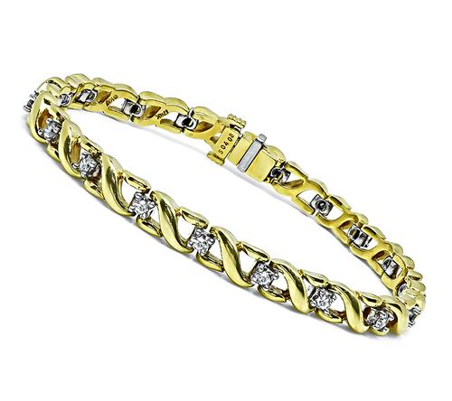 Round Cut Diamond 18k Yellow and White Gold Bracelet