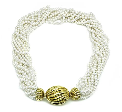 18k Yellow Gold Pearl Necklace