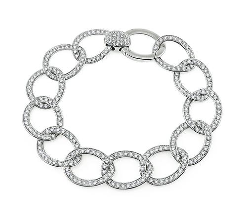 Round Cut Diamond 18k White Gold Brera Bracelet by Pomellato