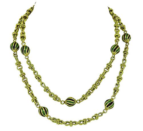 18k Yellow Gold Enamel Necklace by Roberto Coin