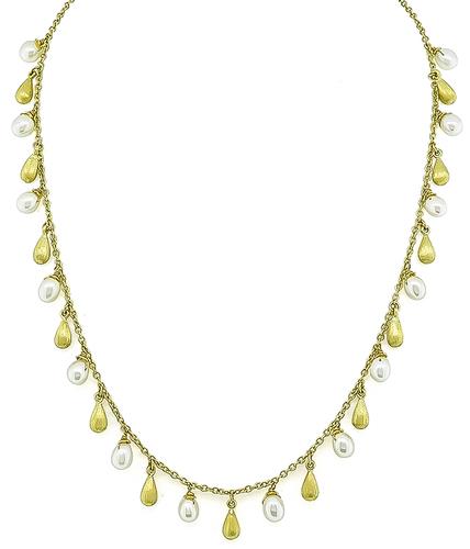 18k Yellow Gold Pearl Necklace by Roberto Coin