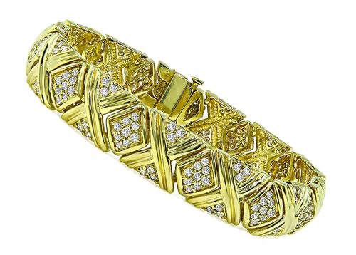 Round Cut Diamond 14k Yellow Gold Bracelet