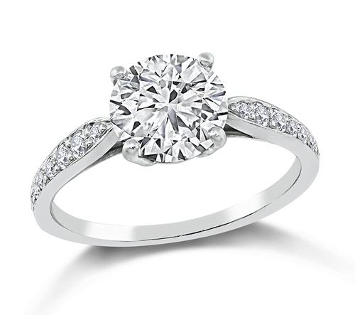 Round Brilliant Cut Diamond Platinum Engagement Ring by Tiffany & Co