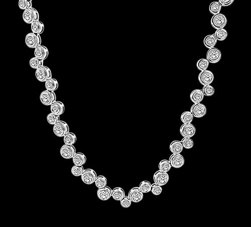 Round Cut Diamond 18k White Gold Bubbles Necklace by Tiffany & Co.