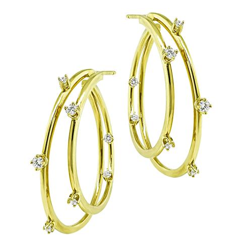 Round Cut Diamond 18k Yellow Gold Earrings by Tiffany & Co