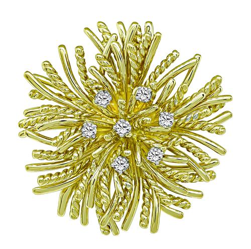 18k Yellow Gold Round Cut Diamond Pin / Pendant by Tiffany & Co