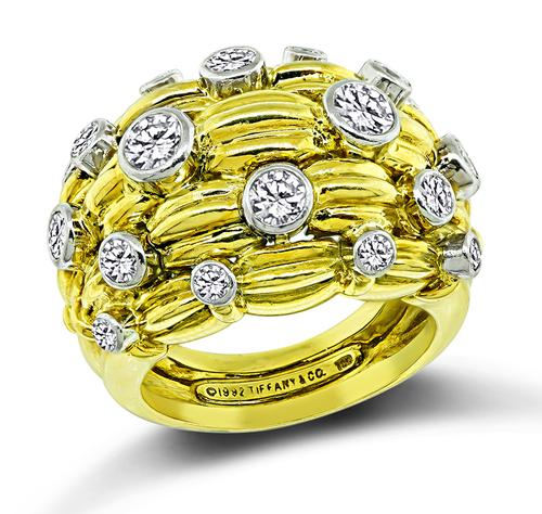 Round Cut Diamond 18k Yellow and White Gold Ring by Tiffany & Co