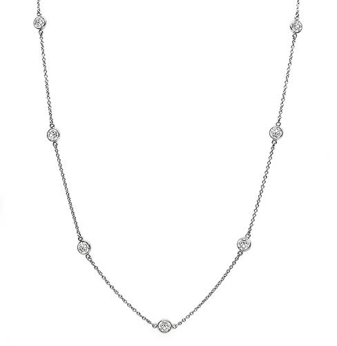 Round Cut Diamond Platinum By The Yard Necklace by Tiffany & Co