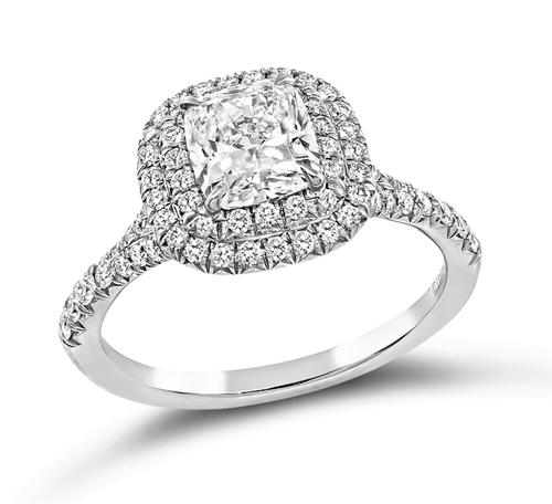 Cushion Cut Diamond Platinum Engagement Ring by Tiffany & Co