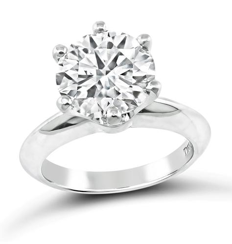 Round Brilliant Cut Diamond Platinum Solitaire Engagement Ring by Tiffany & Co