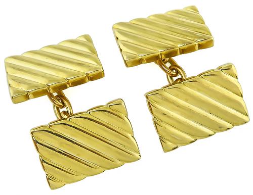 Tiffany & Co. Cufflinks Onyx Yellow Gold K14 30x10mm Pre-owned w/Box