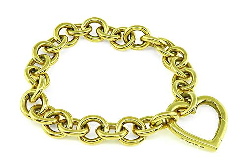 18k Yellow Gold Heart Chain Bracelet by Tiffany & Co