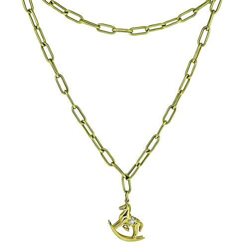 18k Yellow Gold and Platinum Horse Pendant Necklace by Tiffany & Co