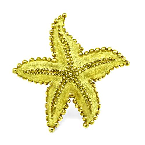 18k Yellow Gold Starfish Pin by Tiffany & Co