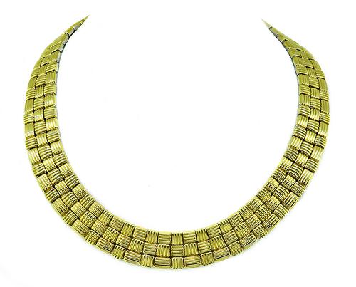 Two Tone 18k Yellow and White Gold Reversible Weave Necklace