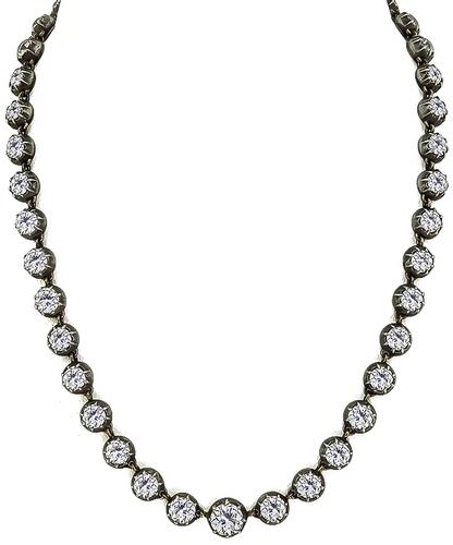 Georgian Old Mine Cut Diamond Silver and Gold Necklace