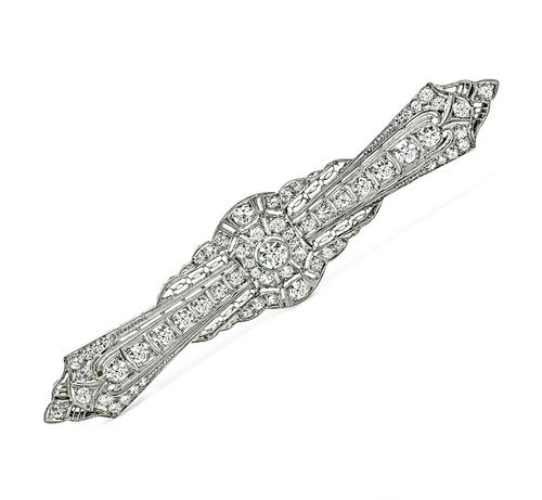 Vintage Old European Cut Diamond Platinum Pin