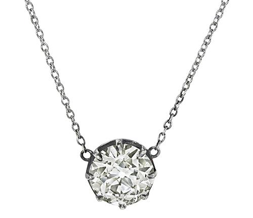 Old Mine Cut Diamond Silver Pendant Necklace