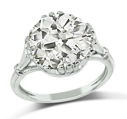 Old Mine Cut Diamond Platinum Engagement Ring