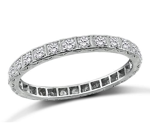 Vintage Old European Cut Diamond Platinum Eternity Wedding Band