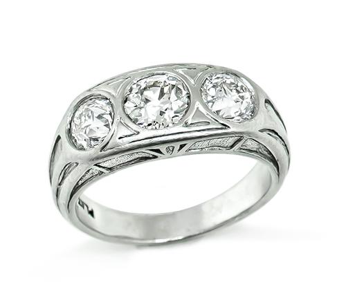 Vintage Old Mine Cut Diamond Platinum Ring