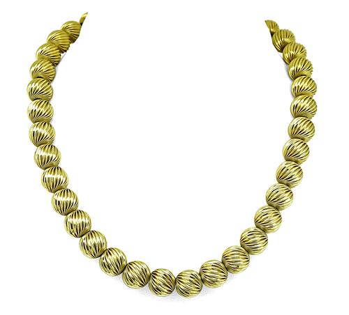 Vintage 14k Yellow Gold Bead Necklace