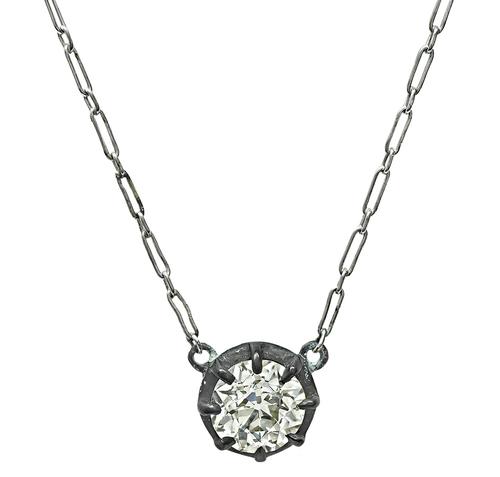 Vintage 1.31ct Diamond Pendant Necklace